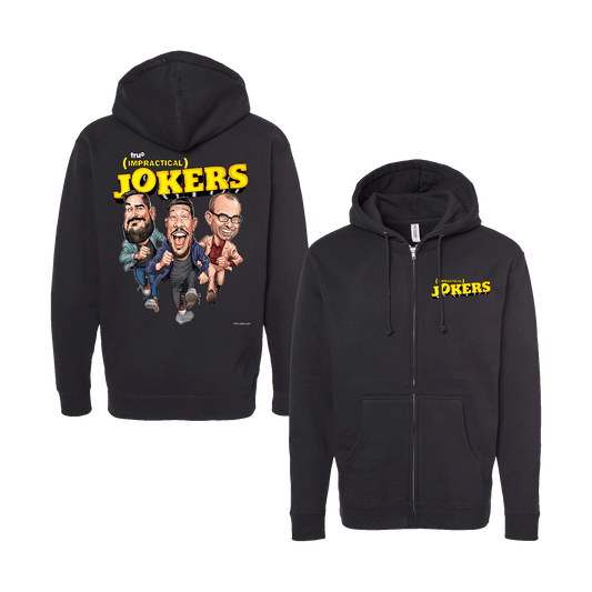 Black Caricature Logo Zip Hoodie